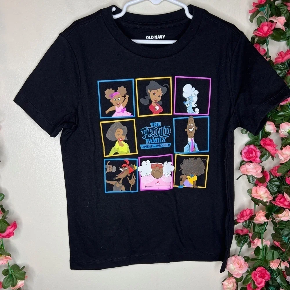 Old Navy NWT Black Proud Family Graphic T-Shirt Girls 6/7 Casual Disney Cartoons